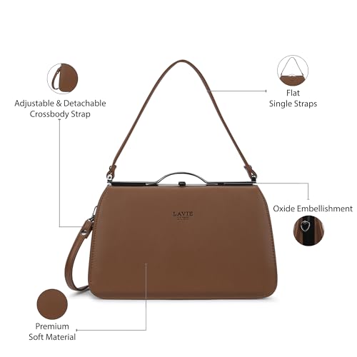 Lavie Luxe Women's Book Satchel Frame Satchel Bag | Satchel Handbag for Work | Ladies Purse | Stylish Shoulder Bag | Gift for Women - Goyalsons ShopMax