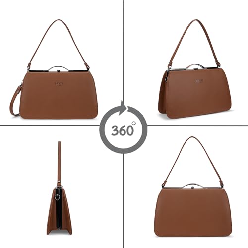 Lavie Luxe Women's Book Satchel Frame Satchel Bag | Satchel Handbag for Work | Ladies Purse | Stylish Shoulder Bag | Gift for Women - Goyalsons ShopMax