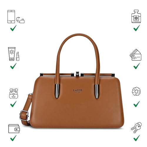 Lavie Luxe Women's Book Dual Handle Frame Satchel Bag | Satchel Handbag for Work | Ladies Purse | Stylish Shoulder Bag | Gift for Women
