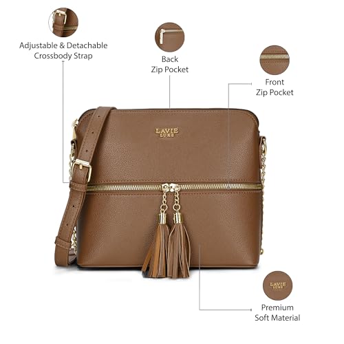 Lavie Luxe Women's Tiara26 Tassel Crossbody Sling Bag | Ladies Purse Handbag | Gift for Women