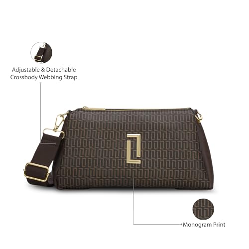 Lavie Luxe Women's Monogram Tory26 3-Compartment Crossbody Sling Bag | Ladies Purse Handbag | Gift for Women