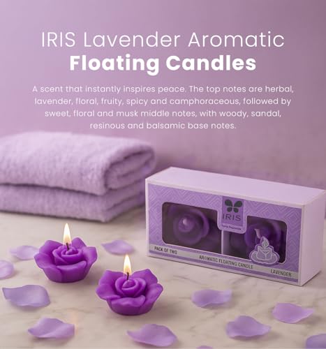 Iris Homefragrances Aromatic Floating Candle- Pack of 2- Lavneder- 40g Each(Set of 2) (Lavender)