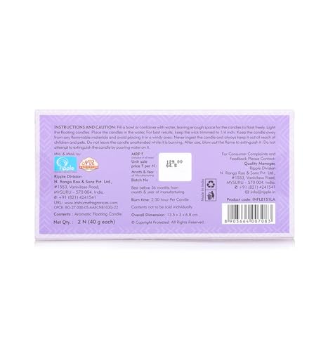 Iris Homefragrances Aromatic Floating Candle- Pack of 2- Lavneder- 40g Each(Set of 2) (Lavender)