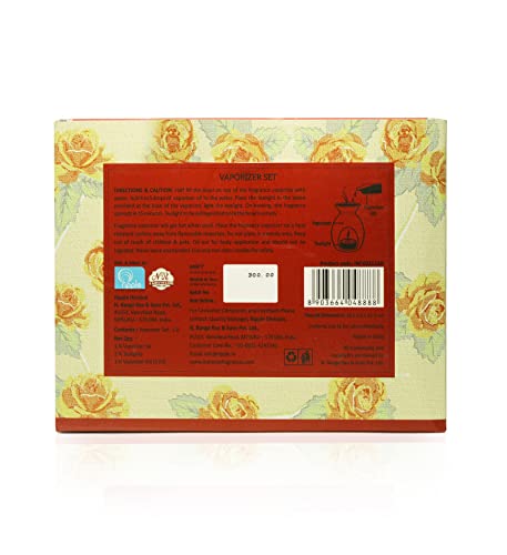 IRIS Amber Rose vaporizer set with two tea light candles, showcasing a stylish diffuser for chemical-free home fragrance.