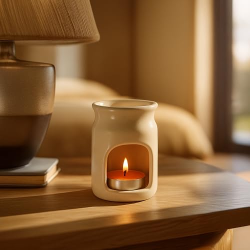 IRIS - Home Fragrance - Amber Rose Vaporizer Set with Two Tea Light Candles - Amber Rose Scent - Chemical Free - Fine Living Fragrance ? Room-Freshener - Made in India - 12.3 cm x 6.6 cm x 15.3 cm