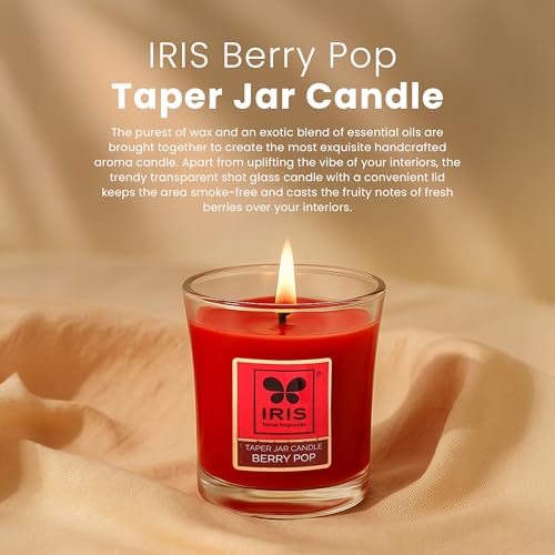 IRIS Taper Jar Candle - Berry Pop Fragranced - Pack of 1.