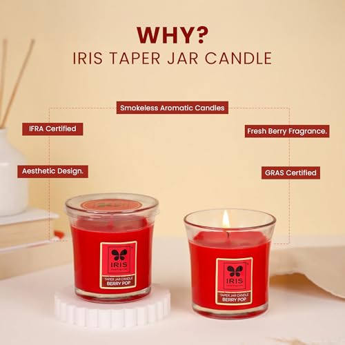 IRIS Taper Jar Candle - Berry Pop Fragranced - Pack of 1.