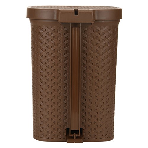 Jaypee Plus Dispose all Square Dustbin with Removable Plastic Bucket | Garbage Bin Trash Can Pedal Waste Bin |Square Shape Dustbin For Home, Kitchen, Bathroom & Office, 7 Litre, Brown