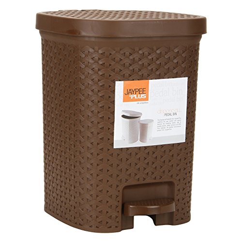 Jaypee Plus Dispose all Square Dustbin with Removable Plastic Bucket | Garbage Bin Trash Can Pedal Waste Bin |Square Shape Dustbin For Home, Kitchen, Bathroom & Office, 7 Litre, Brown