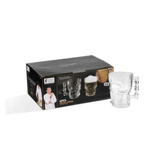 Sanjeev Kapoor Skull Head Beer Mugs  Set of 6 | 500ML Transparent Glass Mugs for Beer, Cocktails & Drinks | Unique Skull Shape, Durable, Dishwasher Safe  Party & Gift Ready