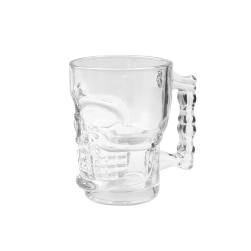 Sanjeev Kapoor Skull Head Beer Mugs  Set of 6 | 500ML Transparent Glass Mugs for Beer, Cocktails & Drinks | Unique Skull Shape, Durable, Dishwasher Safe  Party & Gift Ready