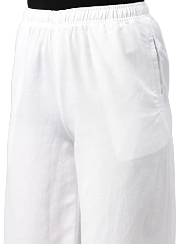 GO COLORS Women White Mid Rise Linen Linen Palazzo - 2XL