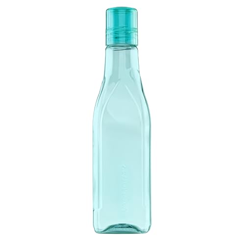 Varmora Aqua Flora - Transparent Water Bottle - 1 litre - BPA-Free & Food Grade Plastic - Pack Of 4 - Multi-Color - Brown-Grey-Blue-Green