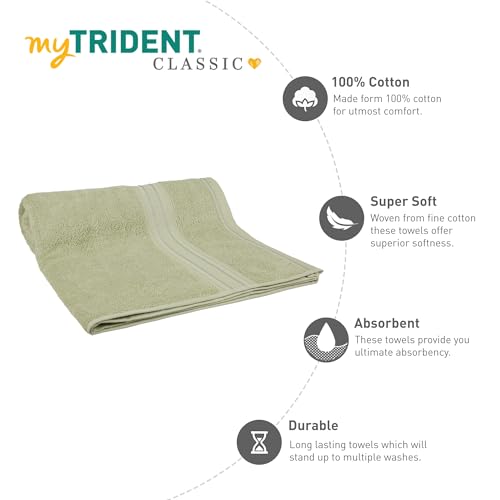 MYTRIDENT Bath Towel for Men Large Size, Cotton Bath Towel for Women, Classic Towel, 525 GSM 100% Cotton Towel for Bath, 1 Pc Bath Towel - Nature Green