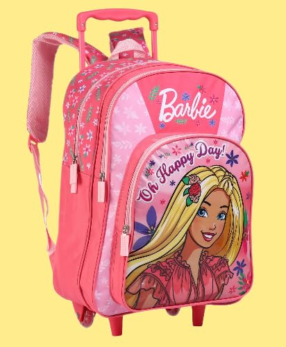 STRIDERS Barbie Trolly School Bag for Kids Spacious Durable Rolling Backpack with Padded Comfortable Straps & Fun Design Perfect for School Travel & Play (18 inch Trolley) - Goyalsons ShopMax