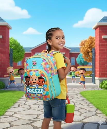 STRIDERS Cocomelon Kids Backpack | Lightweight Fun School Bag | Padded Comfortable Straps & Spacious Compartments | Perfect for Preschool & Toddlers | 36cm - Goyalsons ShopMax