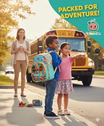 STRIDERS Cocomelon Kids Backpack | Lightweight Fun School Bag | Padded Comfortable Straps & Spacious Compartments | Perfect for Preschool & Toddlers | 36cm - Goyalsons ShopMax