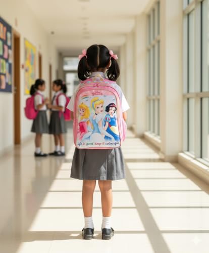 STRIDERS Disney Princess School Bag for Kids  Lightweight, Durable Backpack with Padded Comfortable Straps & Adjustable Design  Dreamy Pink for School & Play  Age 68 Years  16 inches - Goyalsons ShopMax