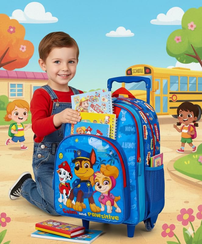 STRIDERS Paw Patrol Rolling Kids Backpack  16-Inch Lightweight Trolley School Bag with Spacious Compartments, Smooth Wheels & Padded Straps | Perfect for Ages 68, School & Travel - Goyalsons ShopMax