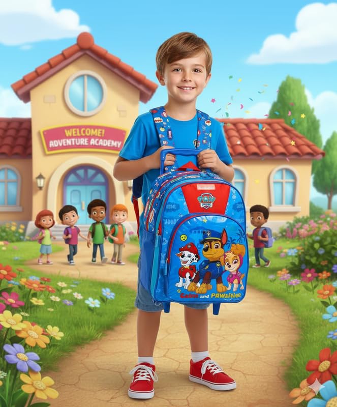 STRIDERS Paw Patrol Rolling Kids Backpack  16-Inch Lightweight Trolley School Bag with Spacious Compartments, Smooth Wheels & Padded Straps | Perfect for Ages 68, School & Travel - Goyalsons ShopMax