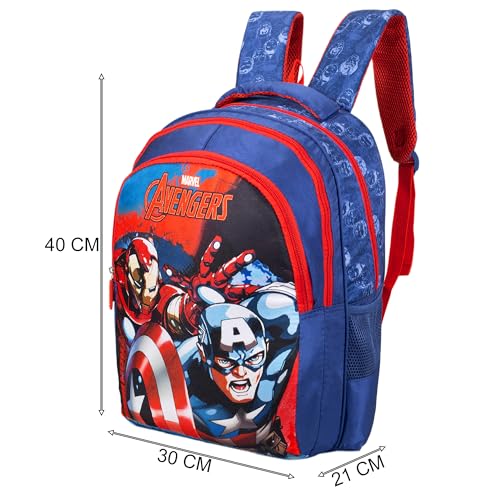 Marvel Avengers School Bag for Boys Blue 16 Inch Kids Backpack with Padded Straps
