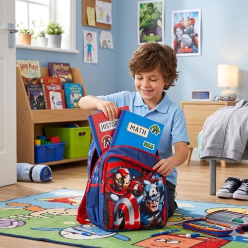 Marvel Avengers School Bag for Boys Blue 18 Inch Kids Backpack with Padded Straps