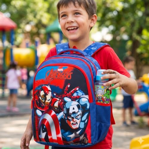 Marvel Avengers School Bag for Boys Blue 18 Inch Kids Backpack with Padded Straps