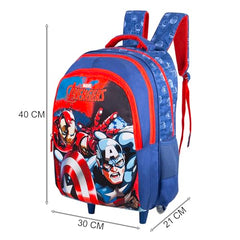 Avengers Kids School Trolley Bag 18 Inch Blue Large Wheeled School Backpack with Smooth Wheels