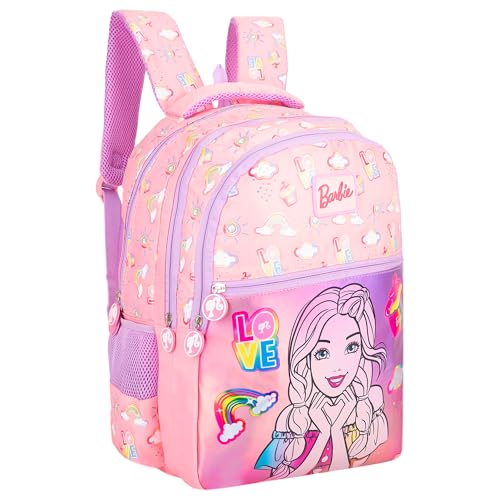 Barbie Pink 17 Inch Kids Backpack Lightweight, Durable School Bag for Girls