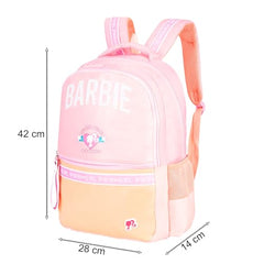 Barbie Pink & Peach 17 Inch School Bag for Girls with Spacious Compartment School Bag for Nursery, Preschool & Primary