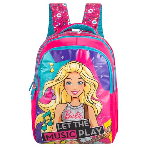 Barbie Stylish School Bag 14 Inch Pink Girls Backpack with Spacious Compartments