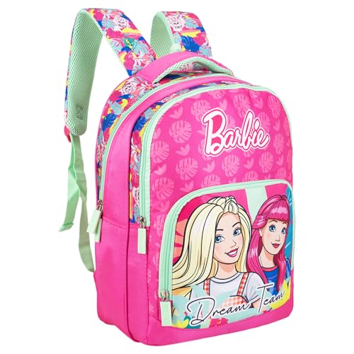 Barbie Stylish School Bag 16 Inch Pink Girls Backpack with Spacious Compartments