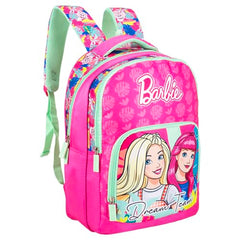 Barbie Stylish School Bag 16 Inch Pink Girls Backpack with Spacious Compartments
