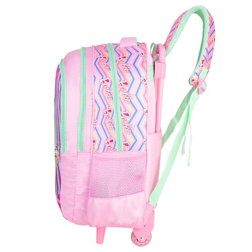 Barbie School Bag 18 Inch Trolley Bag for Girls Large Rolling Backpack with Wheels & Trolley Handle