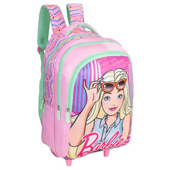 Barbie School Bag 18 Inch Trolley Bag for Girls Large Rolling Backpack with Wheels & Trolley Handle