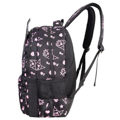 Kuromi Black 16-inch School Bag for Girls Stylish Waterproof Backpack, Lightweight & Durable, Perfect for Students, College & Travel