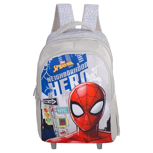 Marvel Spider-Man 18 Inch Trolley Backpack – Grey, Kids School Bag with Wheels