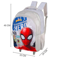 Marvel Spider-Man 18 Inch Trolley Backpack – Grey, Kids School Bag with Wheels