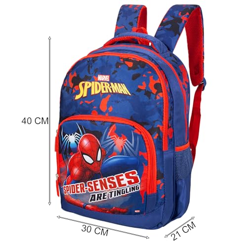 Spider-Man School Bag for Kids 16 Inch Red & Blue Backpack with Spacious Compartments for Boys and girls
