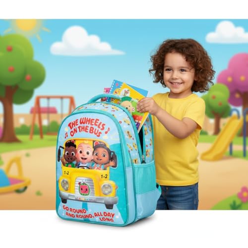 CoComelon Musical LED Backpack 14-inch Lights & Nursery Rhyme Sound Bag for Boys & Girls