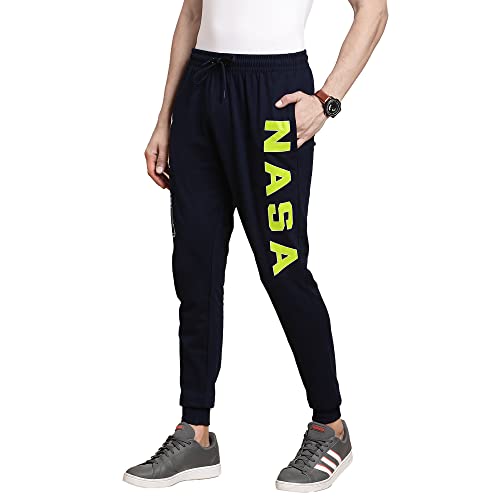 Free Authority Nasa Printed Regular Fit Blue Ploycotton Men's Jogger