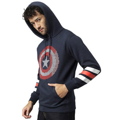Free Authority Captain America Printed Regular Fit Blue Ploycotton Men's Hoodie
