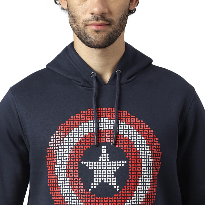 Free Authority Captain America Printed Regular Fit Blue Ploycotton Men's Hoodie