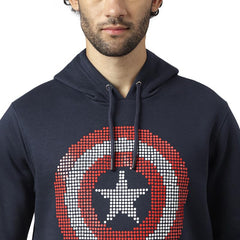 Free Authority Captain America Printed Regular Fit Blue Ploycotton Men's Hoodie