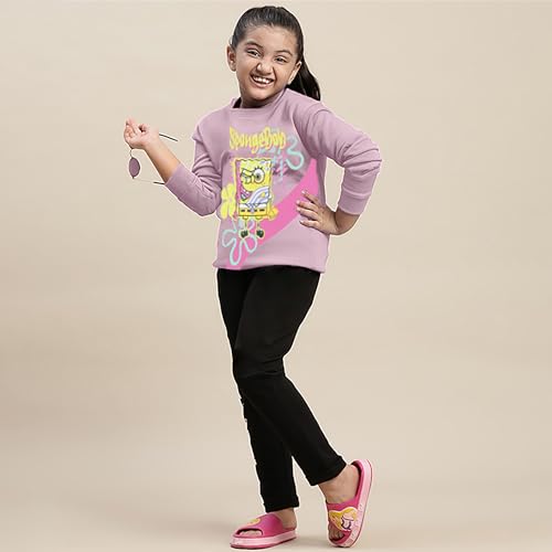 Kidsville Spongebob Squarepants Printed Relaxed Fit Sweatshirt for Girls Pink