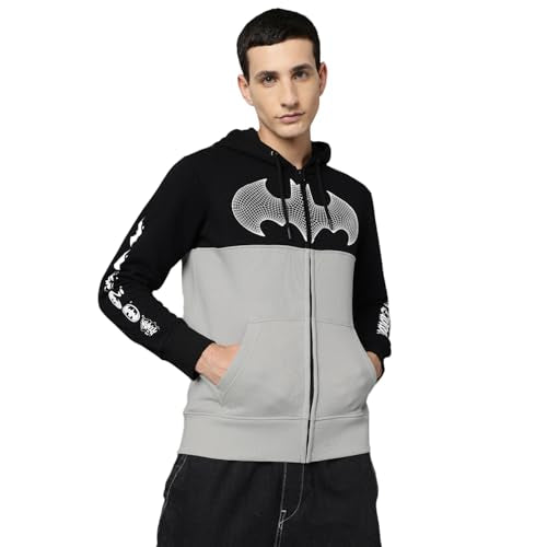 Free Authority Batman Printed Regular Fit Hoodie for Men Multicolour