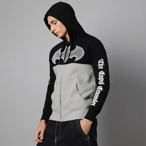 Free Authority Batman Printed Regular Fit Hoodie for Men Multicolour