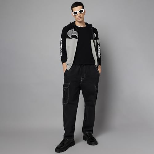 Free Authority Batman Printed Regular Fit Hoodie for Men Multicolour