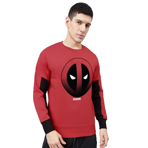 Free Authority Deadpool Printed Regular Fit Sweatshirt for Men Red