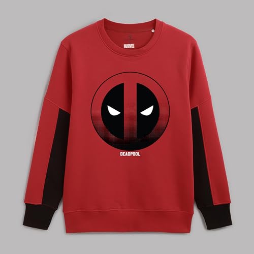 Free Authority Deadpool Printed Regular Fit Sweatshirt for Men Red